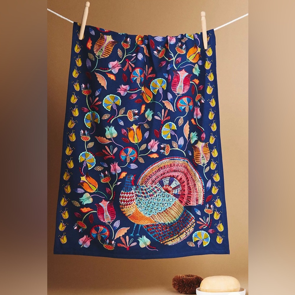 Anthropologie Turkey Thanksgiving Dish Towel NWOT
